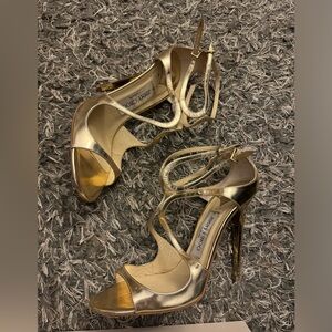 Gold Liquid Metal Leather Sandals - Size 39